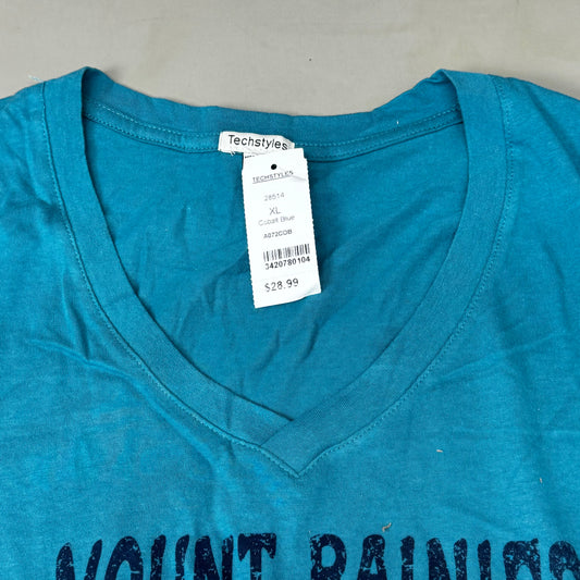 TECH STYLES Mount Rainer V-Neck Short Sleeve T-Shirt Womens Sz XL Cobalt Blue