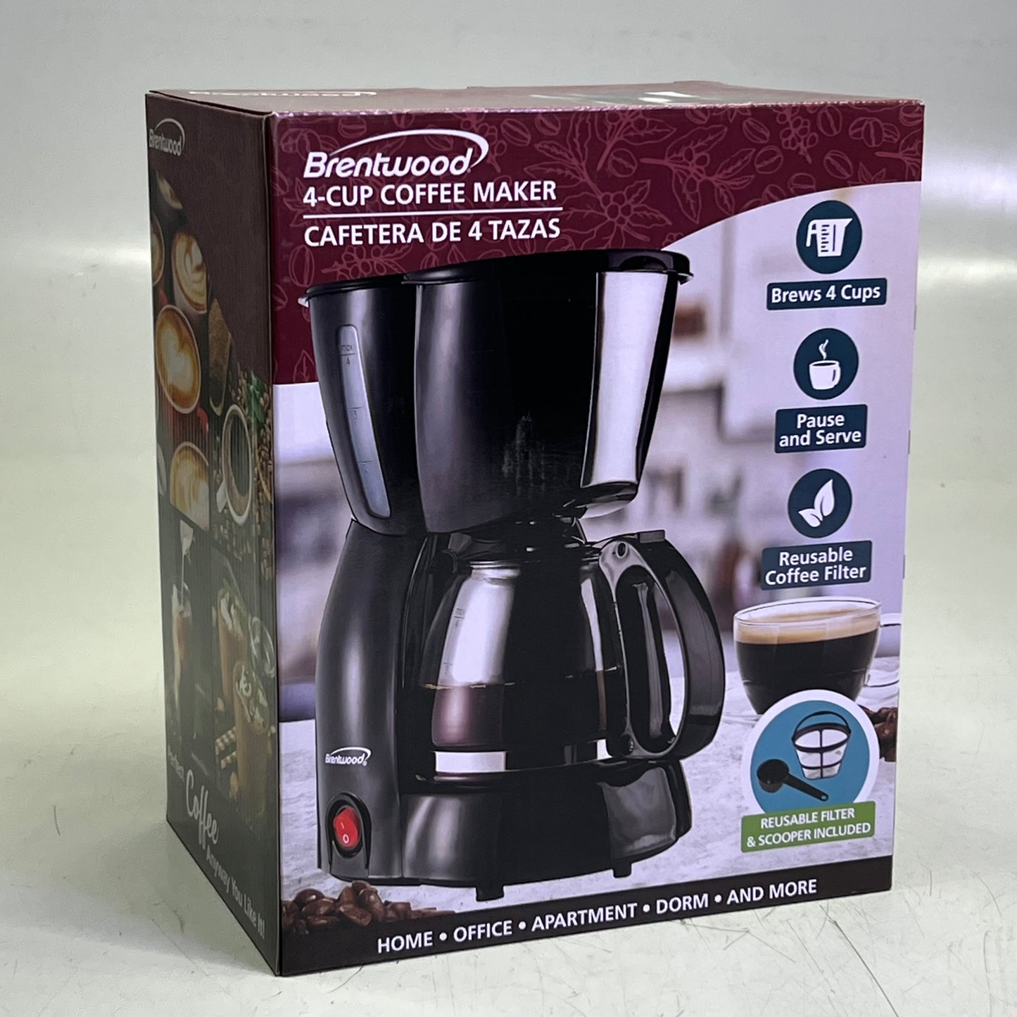 BRENTWOOD 4-Cup Coffee Maker TS-213BK, Black