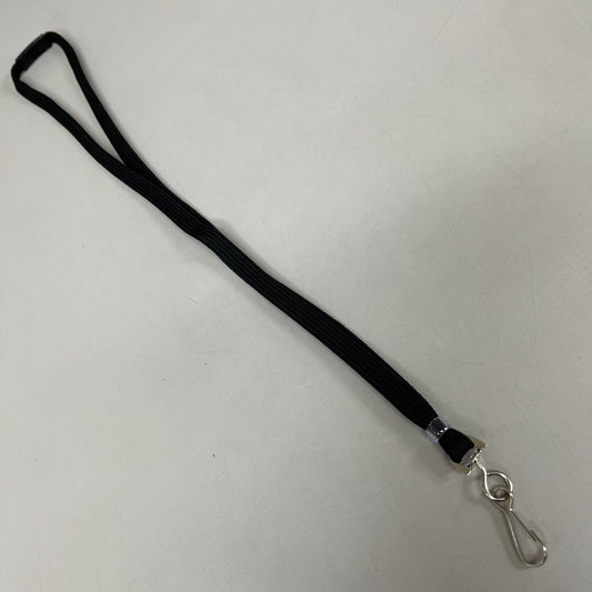 ZA@ UNBRANDED (100 PACK) Flat Lanyard w/ Swivel Hook 3/8" Black BL-34S-BLK