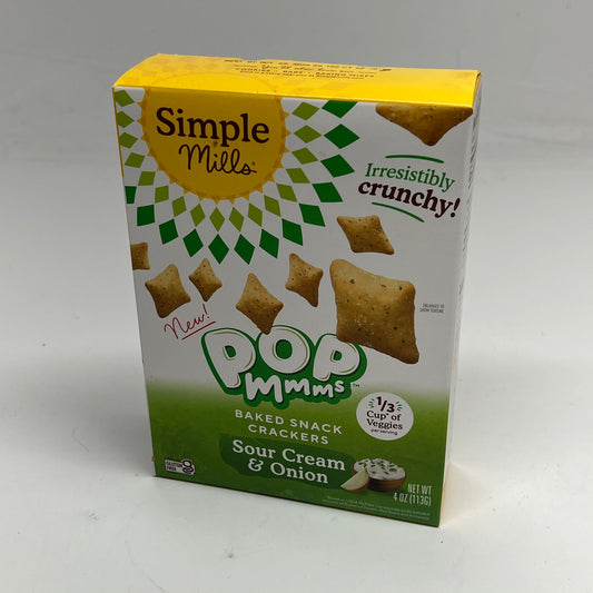 ZA@ SIMPLE MILLS (6 PACK) Pop Mmms Baked Snack Crackers Sour Cream & Onion 4oz 10/29/2026