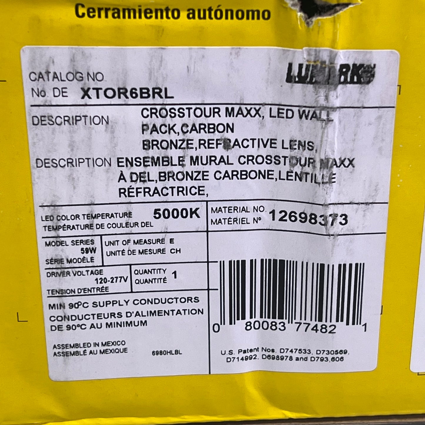 COOPER LIGHTING Cross Tour Maxx LED Wall Pack 58W Carbon Bronze XTOR6BRL