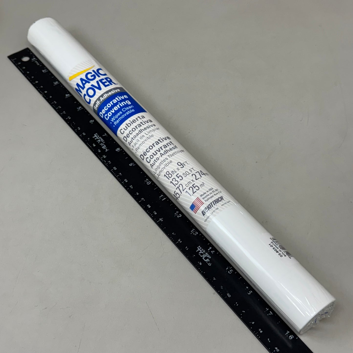 MAGIC COVER (2 Pack) Self-Adhesive Shelf/Drawer Liner 18"x9' Solid White 03-603-01