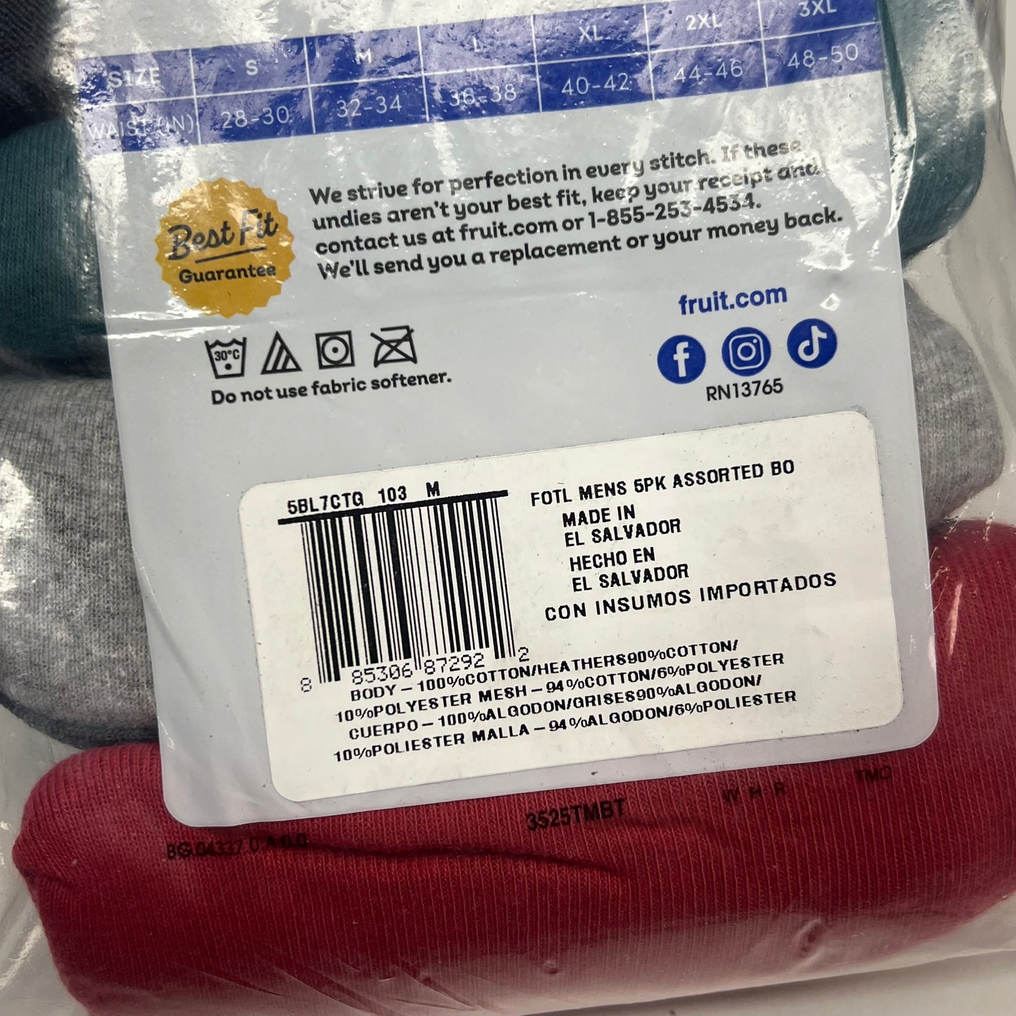 ZA@ FRUIT OF THE LOOM (5 PACK) Eversoft Breathable Fabric Briefs Men's Sz M Assorted Colors 5BL7CTQ
