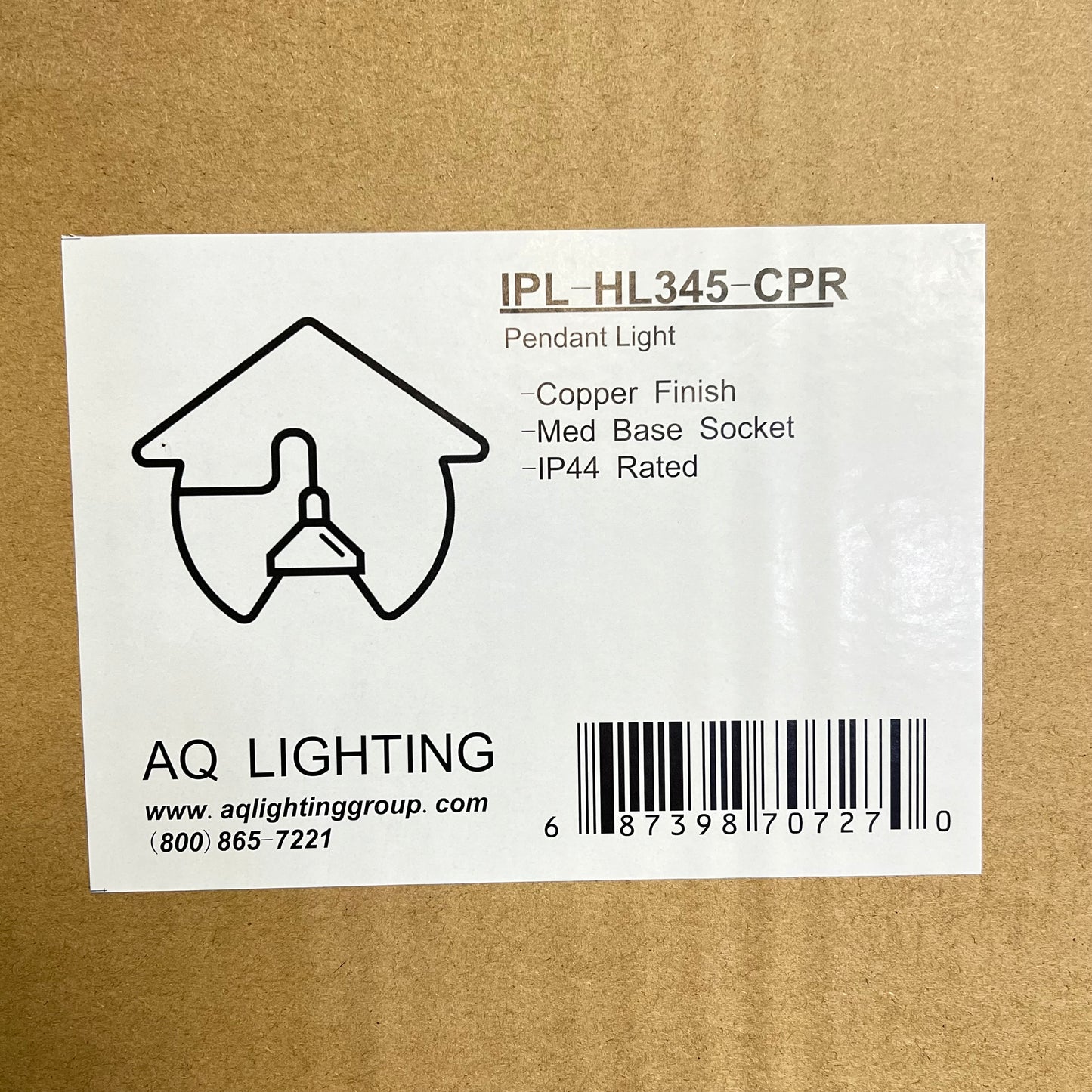 AQ LIGHTING Steel Hanging Mono-point Pendant 16" Shiny Copper Finish IPL-HL345CP