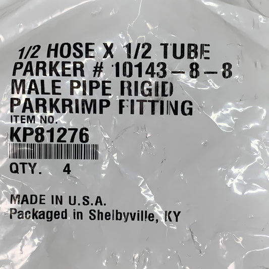 PARKER (4 PACK) Hydraulic Hose Male Pipe Rigid Fitting 1/2" x 1/2" Steel KP81276
