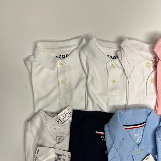 ZA@ (8 PACK) Uniform Soft Pique Polo Shirts Boy's Sz 2T Assorted Colors
