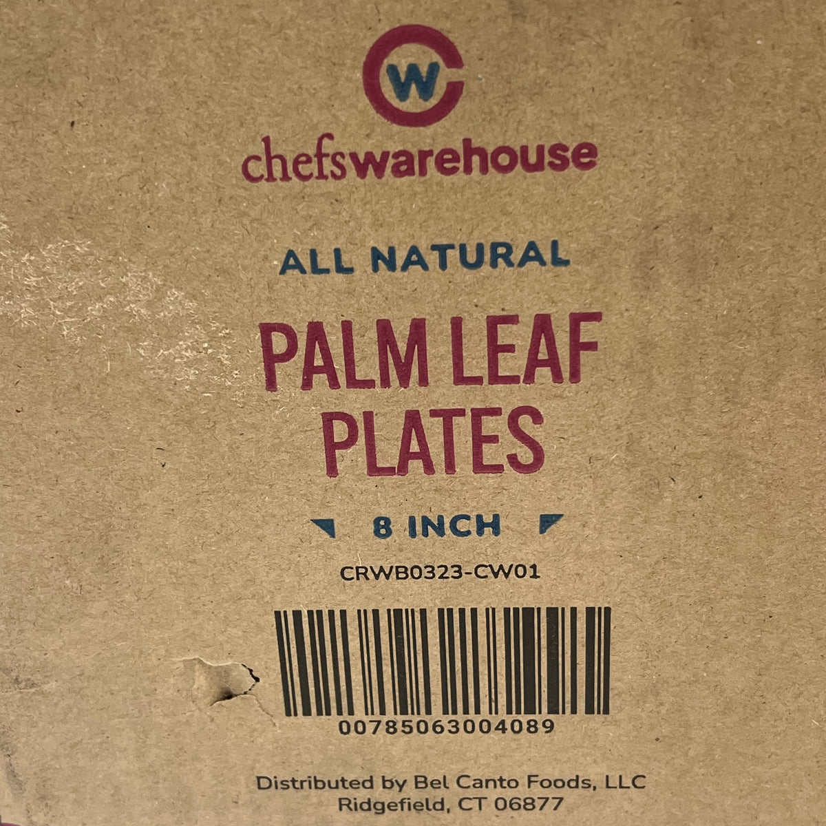 CHEFS WAREHOUSE (100 PACK) All Natural Palm Plate Highly Durable 8" RWB0323N