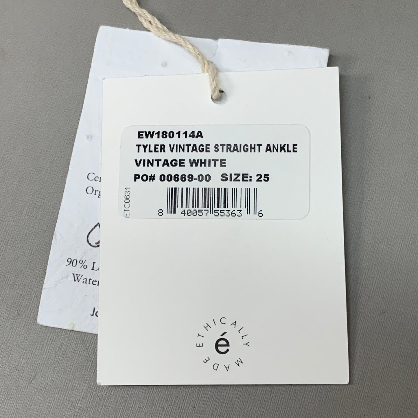 ETICA Tyler High Waist Straight Leg Ankle jeans Vintage White Size 25 EW180114A