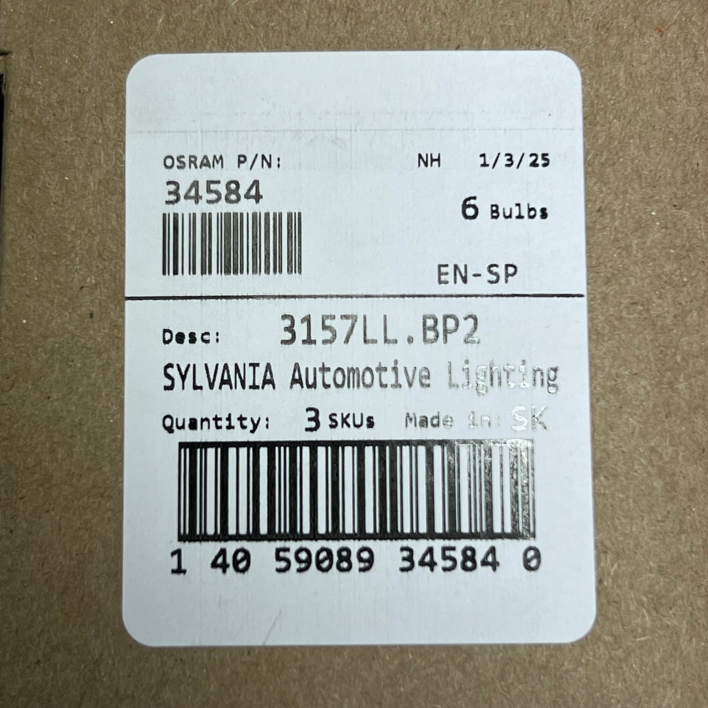 SYLVANIA (6 Bulb) Long Life Mini Bulb Clear 3157