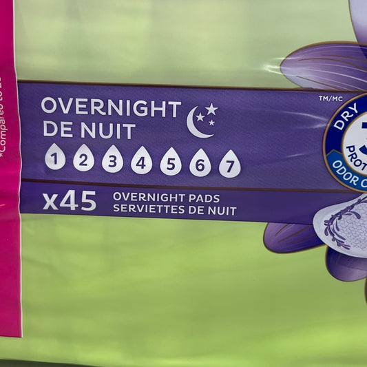 TENA (45 PACK) Overnight Incontinence Pads for Women 45 PACK White 37999-01