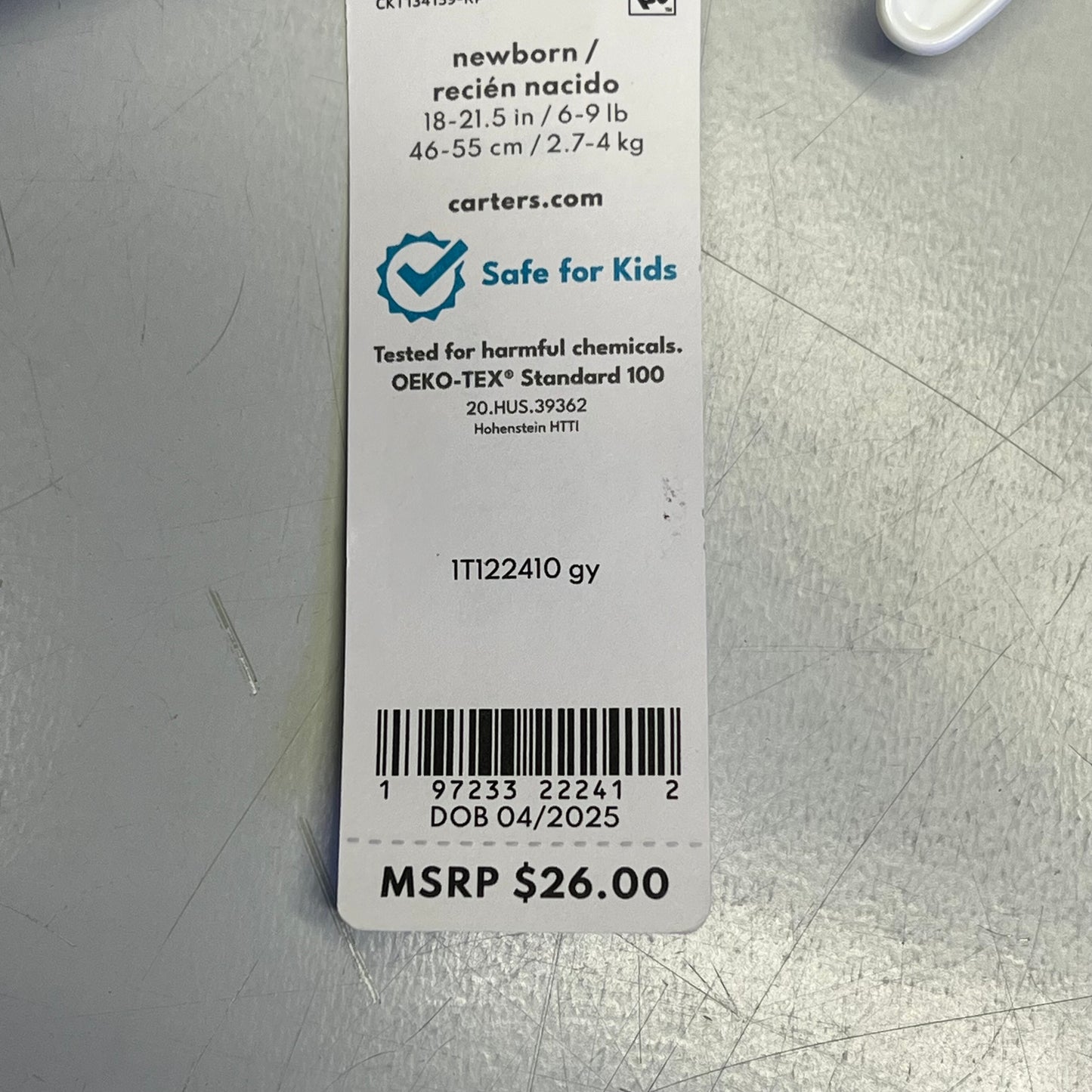 CARTERS (SET OF 3) 100% Cotton Milk & Cookies Set Baby's Sz Newborn 1T122410