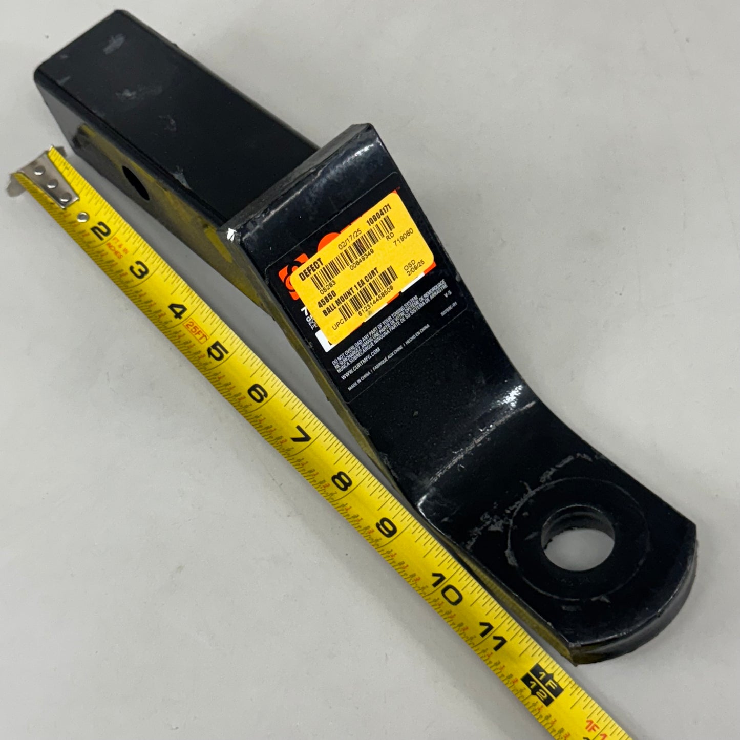 CURT Ball Mount Hitch Steel Shank No Ball 12" Overall Length Black 50703C-R1 (As-Is See Images)