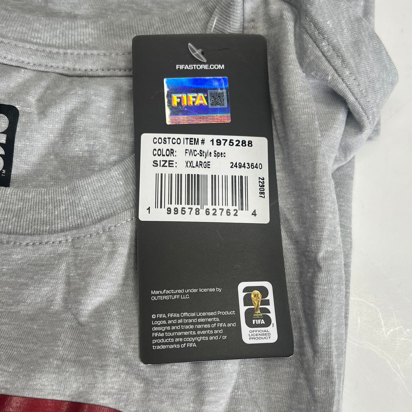 FIFA STORE Official Licensed Product World Cup 2026 Tee Shirt Unisex Sz S Grey