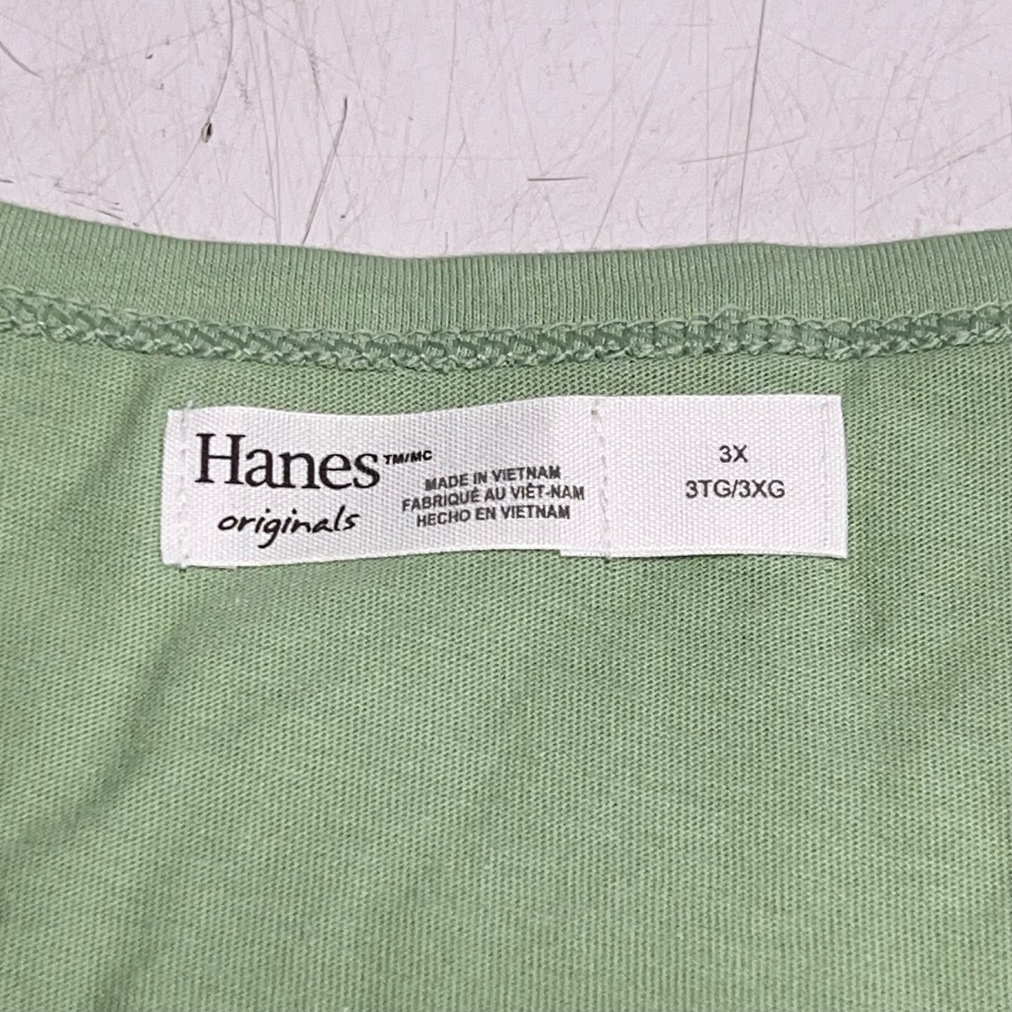 HANES Originals V Neck Tee Shirt W/ Chest Pocket Women's Sz 3X Butter Mint