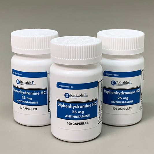 RELIABLE 1 (3 PACK!) Diphenhydramine HCI Antihistamine 25mg 23G325 BB-07/2026