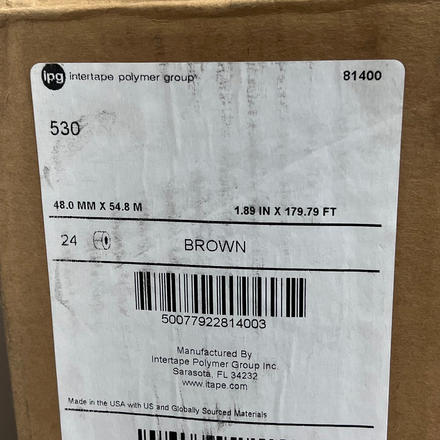 INTERTAPE (6 PACK) Utility Grade Flat Back Packaging Tape 1.89" x 179' Brown 530/81400