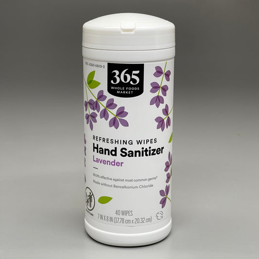 365 WHOLE FOODS MARKET (12 PACK) Refreshing Hand Sanitizer Wipes Lavender 40 Wipes (09/25)