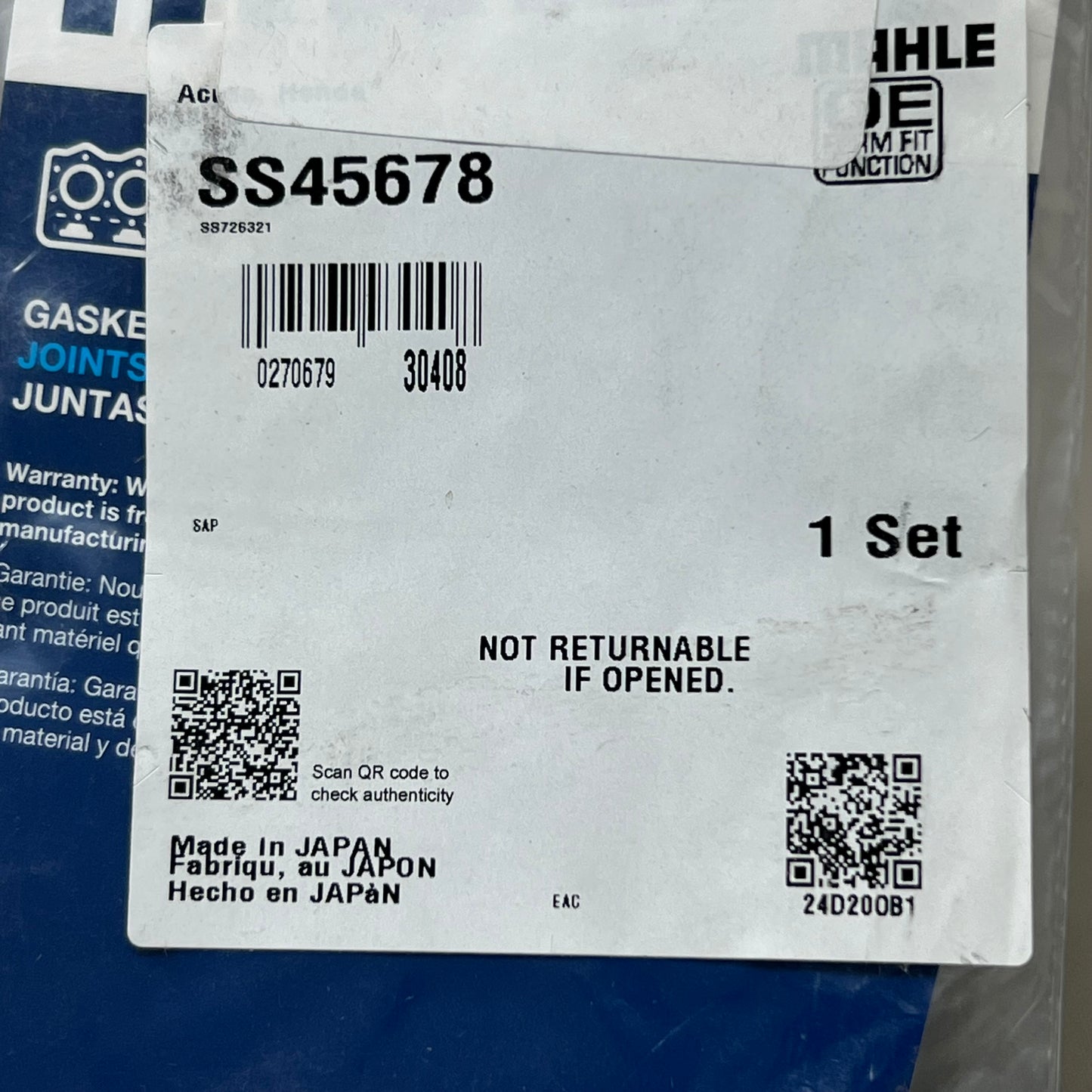 MAHLE (8 Pieces) Engine Valve Stem Oil Seal Set for Honda Black/Brown SS45678