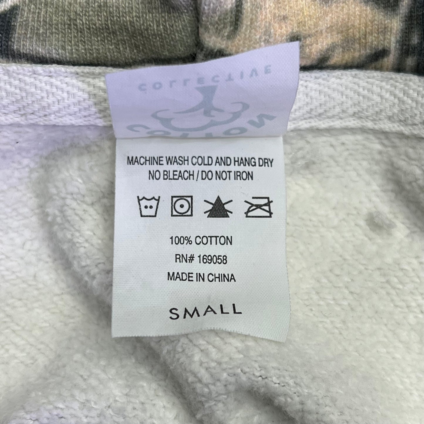 COTTON COLLECTIVE Special Hoodie 100% Cotton Fleece Unisex Sz S Camo Pattern