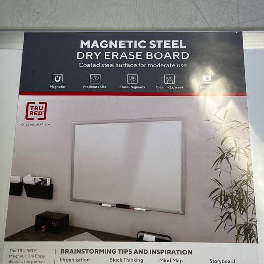 ZA@ TRU RED Magnetic Steel Dry Erase Board W/ Aluminum Frame 2'x1.5" Silver TR61168 (Dented Frame)
