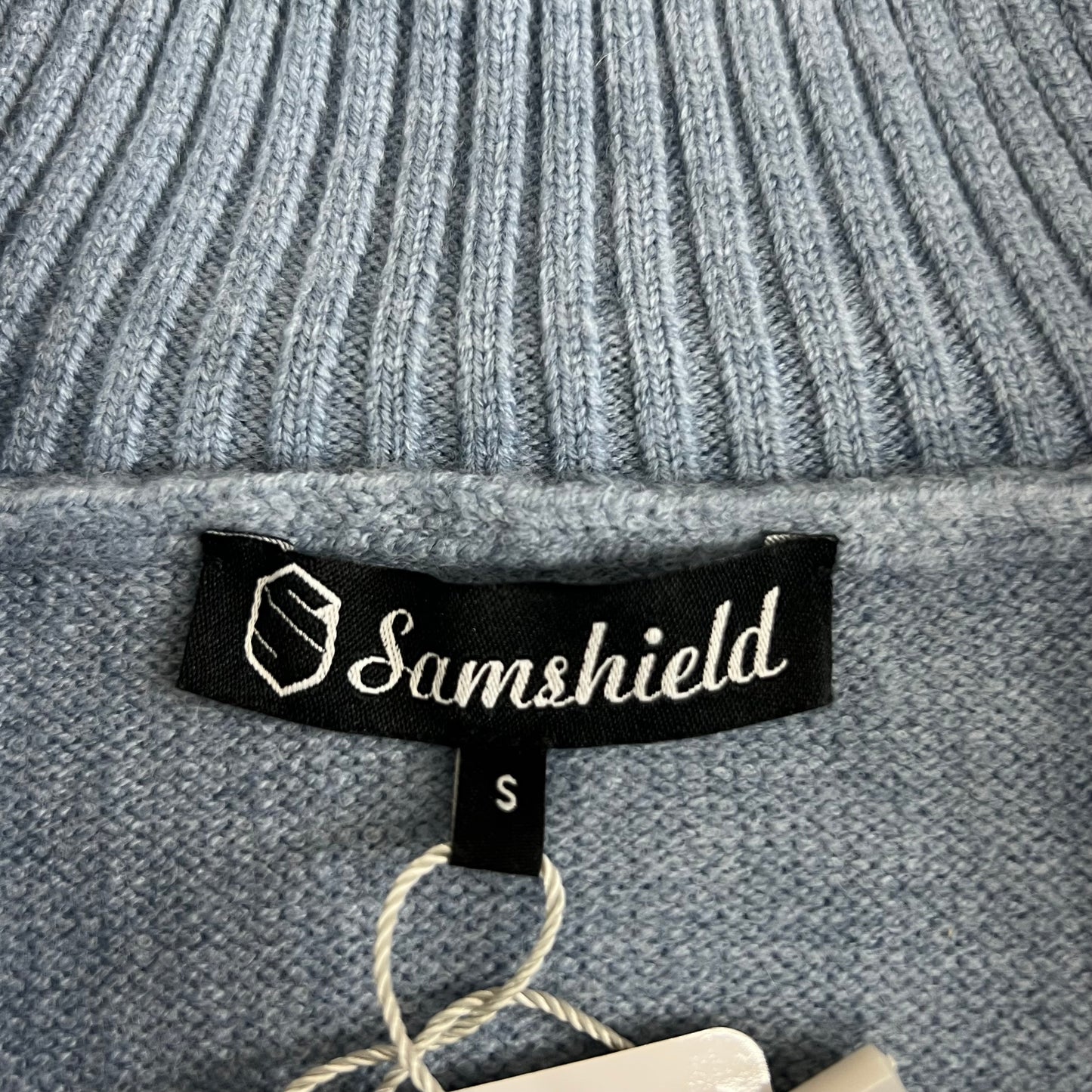 SAMSHIELD Suzanne Equestrian Quarter Zip Sweater Women's Sz S Washed Blue