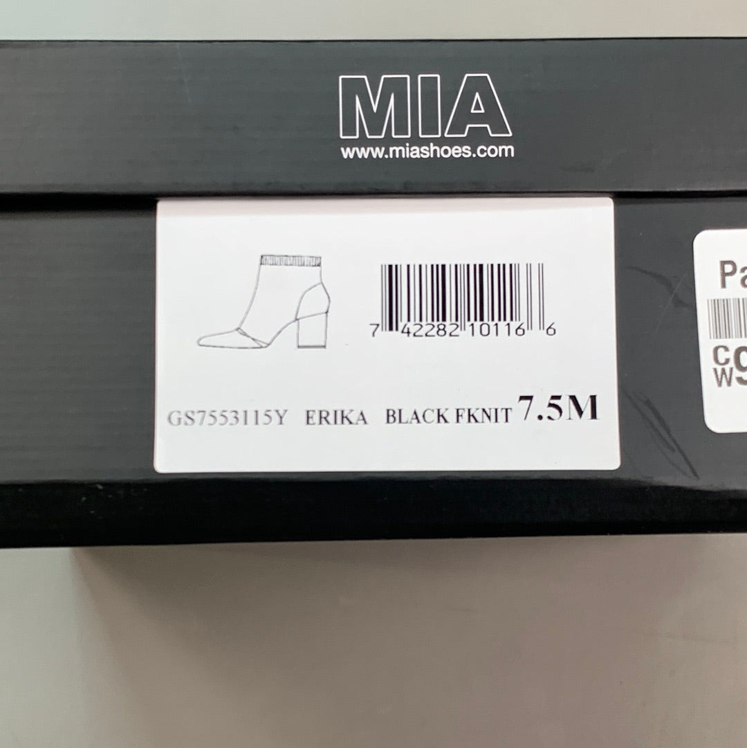MIA Erika Fly Knit Booties Dress Boots Black 2” Heel Sz 7.5 GS7553115Y (New)