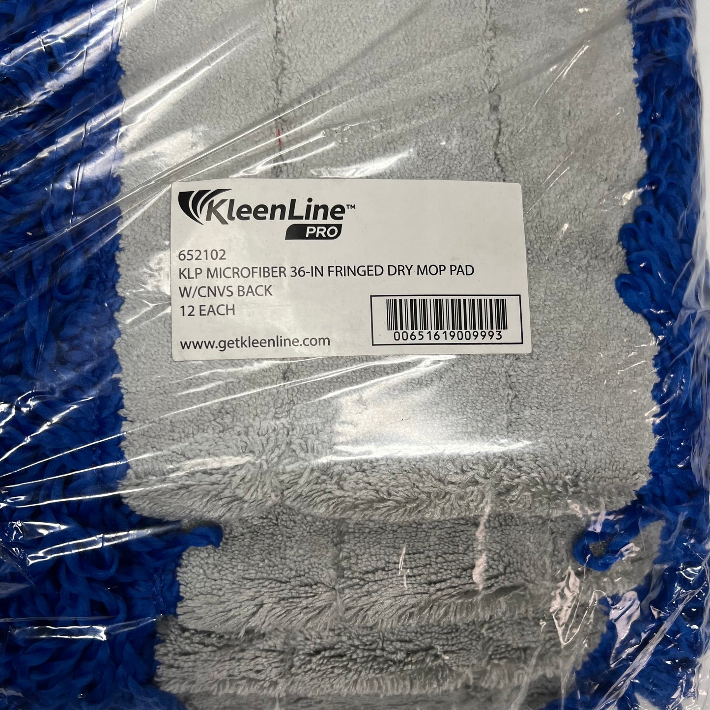 KLEEN LINE (12 PACK) Fringed Microfiber Dry Mop Pad 36" Blue/Grey 652102