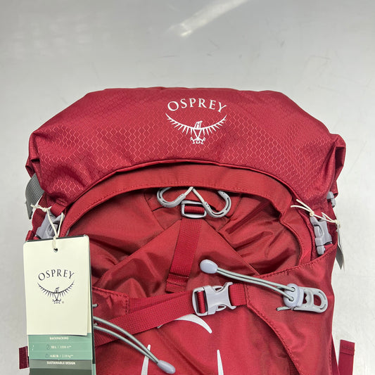 OSPREY Ariel 55L Pack Custom Fit Women's Sz L Torso Adjust Claret Red 10002887