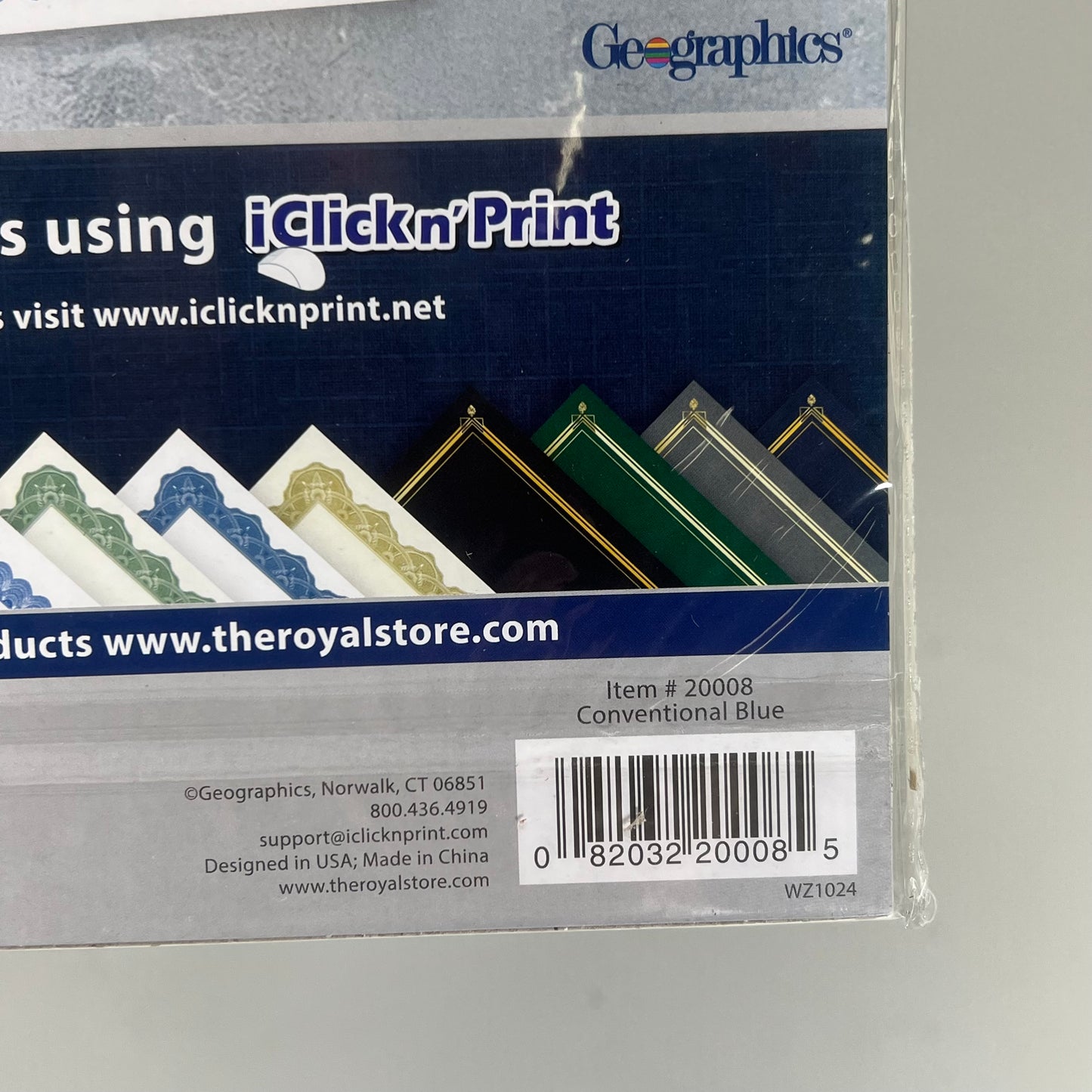 ZA@ GEOGRAPHICS (2 PACK, 50 SHEETS EACH) Certificates 8.5"x11" Blue/Off White 20008E
