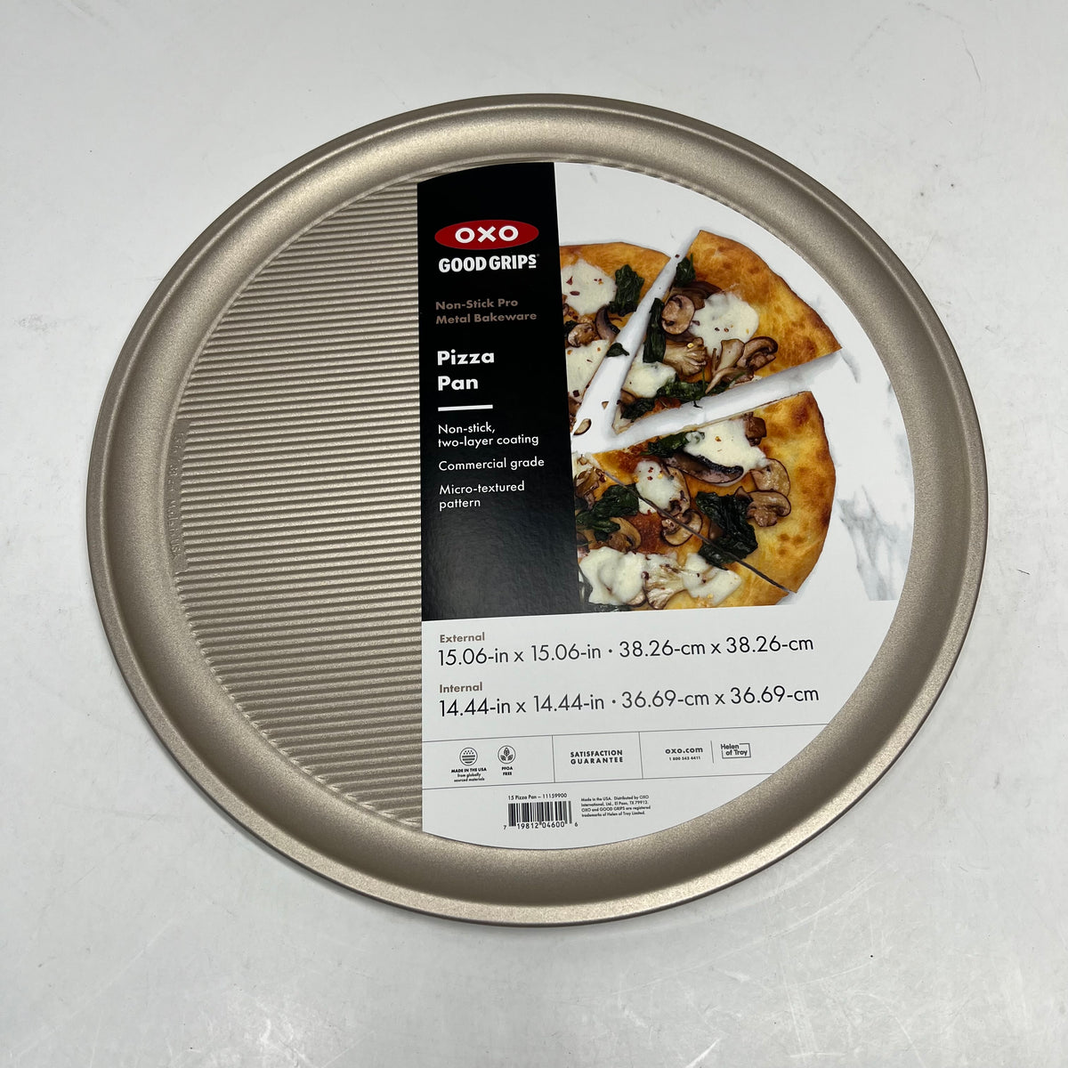 OXO Non-stick Pro Pizza Pan Heavy Gauge Aluminized Steel 15" Metallic Taupe