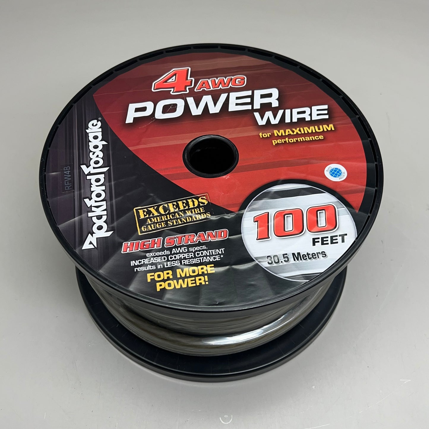 ROCKFOSGATE Power Wire 4 AWG Max Performance w/ More Copper Content 100' RFW4B