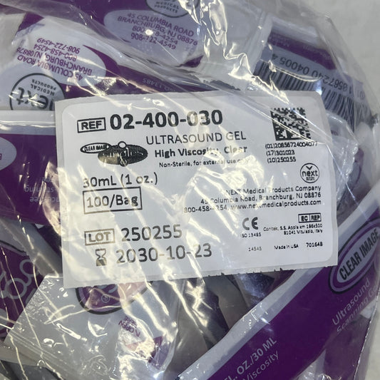 ZA@ CLEAR IMAGE (100 PACK, 1 Fl Oz Each) Singles Lite Ultrasound Gel Packets High Viscosity Clear