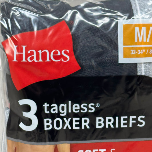 HANES (3 PACK!) Men's Cool Comfort Boxer Briefs Sz M 32-34" Black/Grey 2349A3