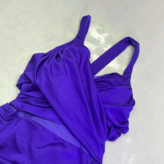 KIYONA Crossover Strap Ruched Built In Bra 1 Piece Swimsuit Women's Sz 0 Purple