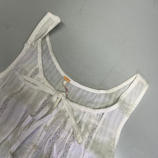 FREE PEOPLE 100% Cotton Alana Lace Tank Women's Sz XS Clean Ivory 98240930