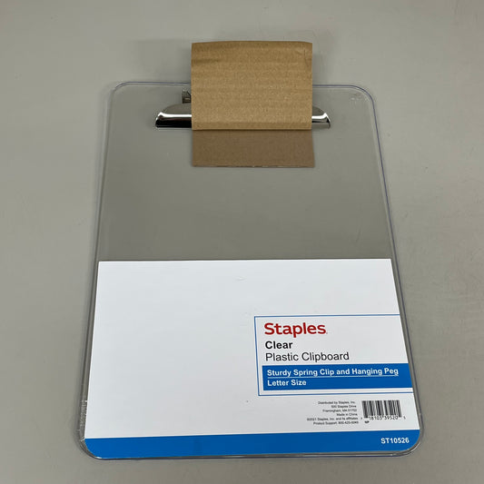STAPLES (3 PACK) Plastic Clipboard Letter Size Spring Clip Letter Size Clear ST10526