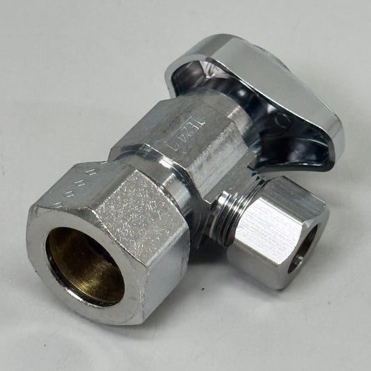 ZA@ BRASS CRAFT (5 PACK) 1/4" Turn Angle Supply STOP Valve 1/2"x3/8" Chrome G2CR19XC As-is Damaged Packaging