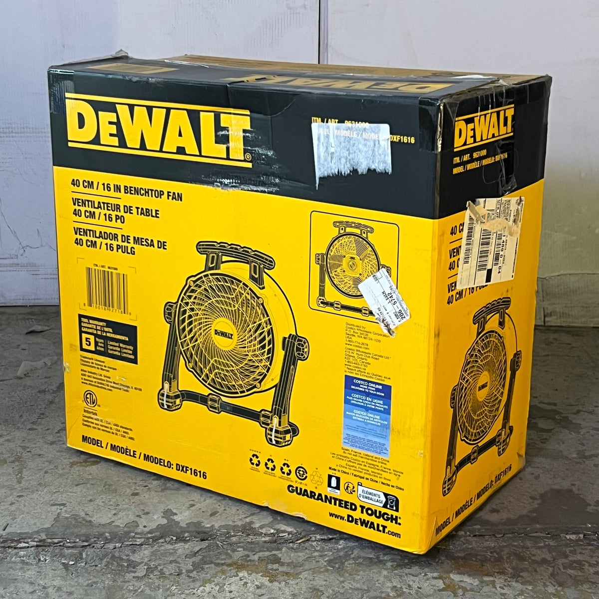 DEWALT 16" High Velocity Shop Fan 3-Speed 360-Degree Tilt - Yellow DXF1616 (Customer Return)