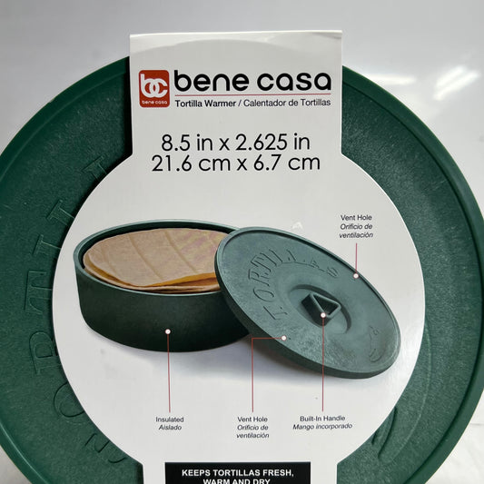 BENE CASA Tortilla Warmer Sz 8.5" x 2.625", Green BC-651135