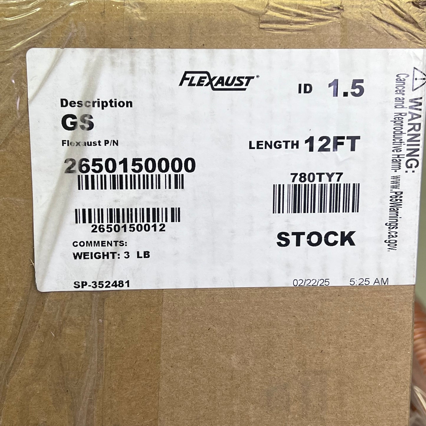 FLEXAUST Industrial Duct Hose Silicone Coated Fiberglass 12ft Red 2650500012