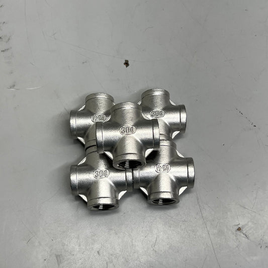 DERNORD (5 Pack) Stainless Steel 304 Cross 1"x1"x1"x1" Silver 17430