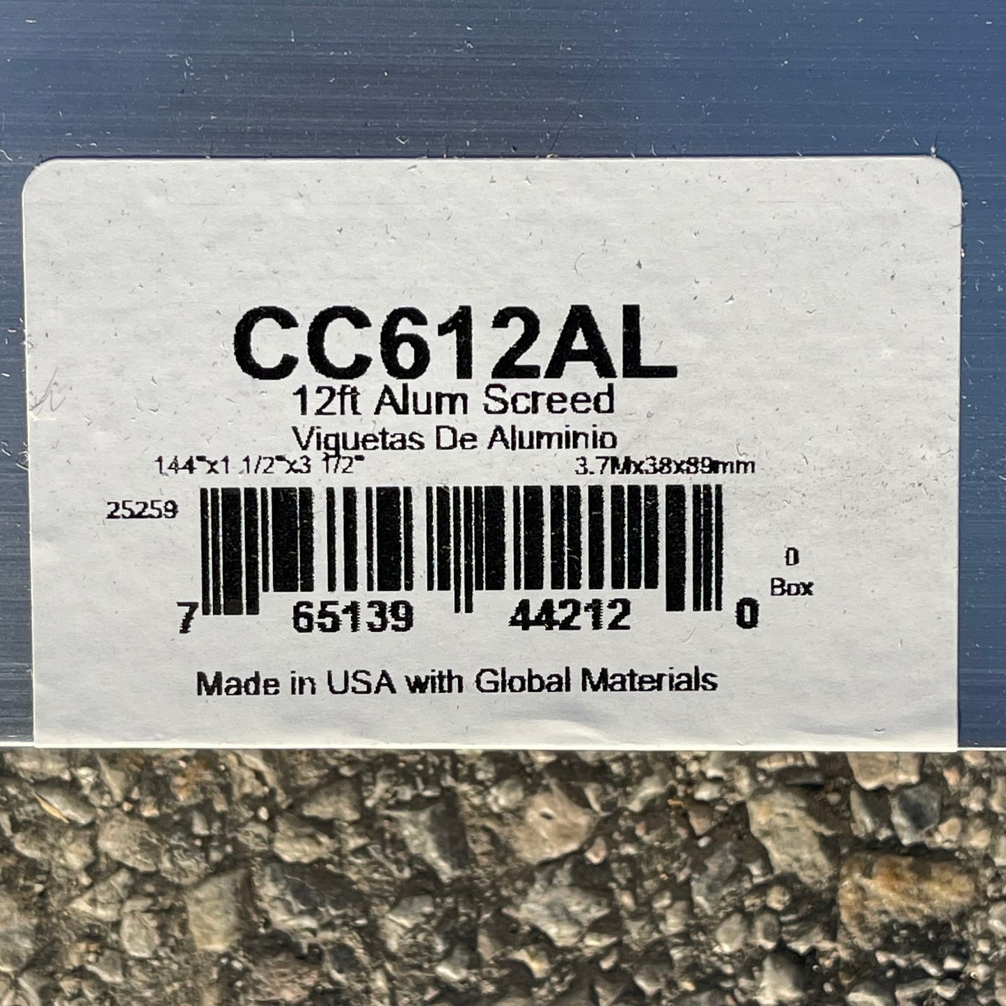 Z@ KRAFT TOOL CO. Striker Screed 144” x 3.5” x 1.5” ALUMINUM CC612AL