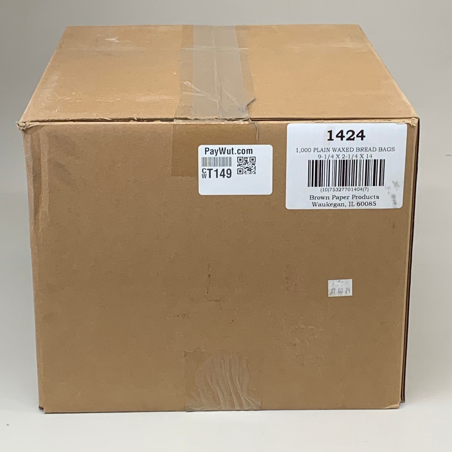 BROWN PAPER GOODS (1,000 Pack) Plain Waxed Storage Bread Bags 15"x9" White 1424