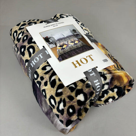 HOT Super Soft Fleece Blanket Tiger w/ Cheetah Print Pattern One Sz (Full Size)