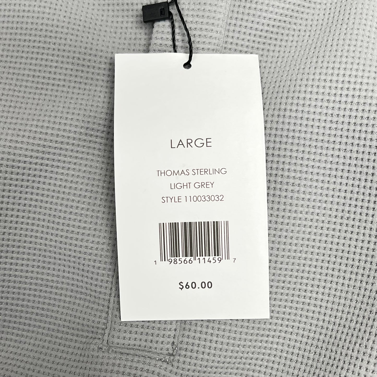 THOMAS STERLING Waffle Knit Half Button Up Long Sleeve Shirt Men's Sz L Grey