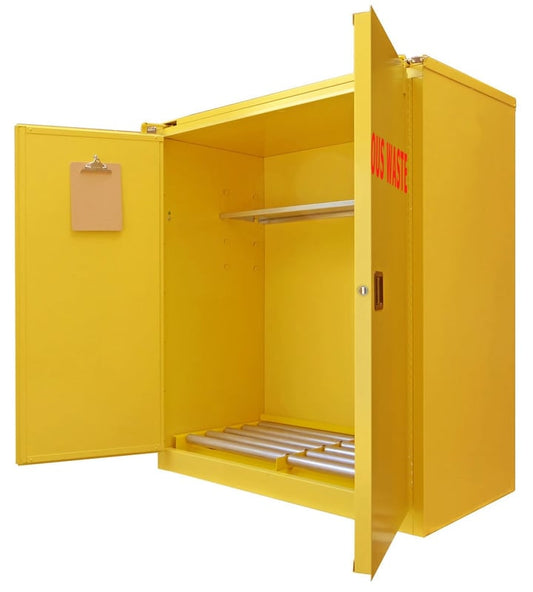 SECURALL Hazardous Waste Storage Cabinet 120 Gal 67”x56”x31” Yellow W3080 (A)