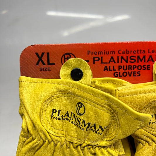 PLAINSMAN (2 PAIR) Premium Cabretta Leather Gloves Unisex Sz XL Yellow GC204