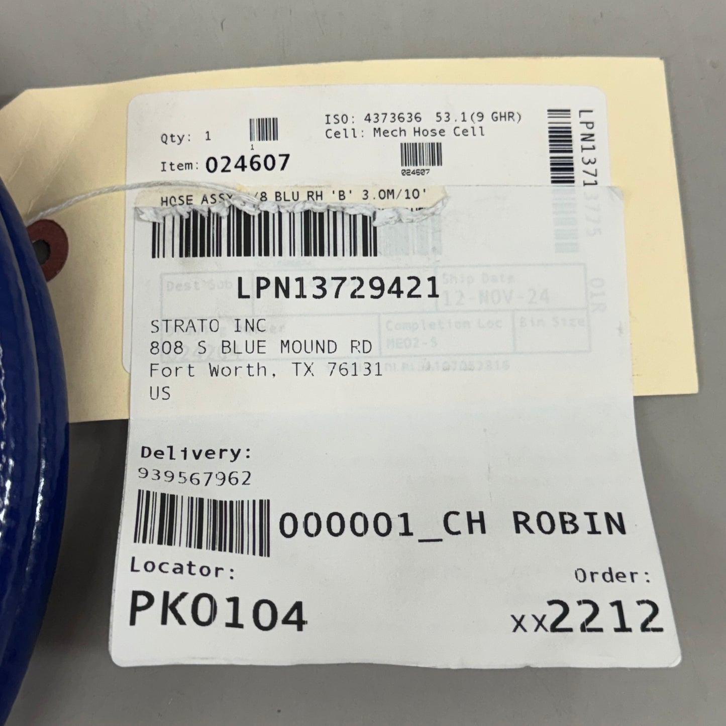 HYPERTHERM Mech Hose RH W/ Female Brass Fittings 3/8" x 3.0M/10' Blue 024607 DANFOSS Synflex