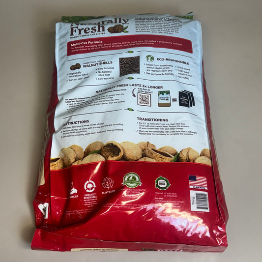 NATURALLY FRESH Walnut Shell Cat Litter Unscented 40Lbs , Red Bag