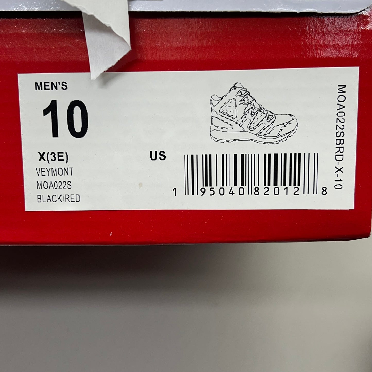 PROPET Veymont Grip Hiking Boot Waterproof Men's Sz 10 X(3E) Black/Red MOA022S